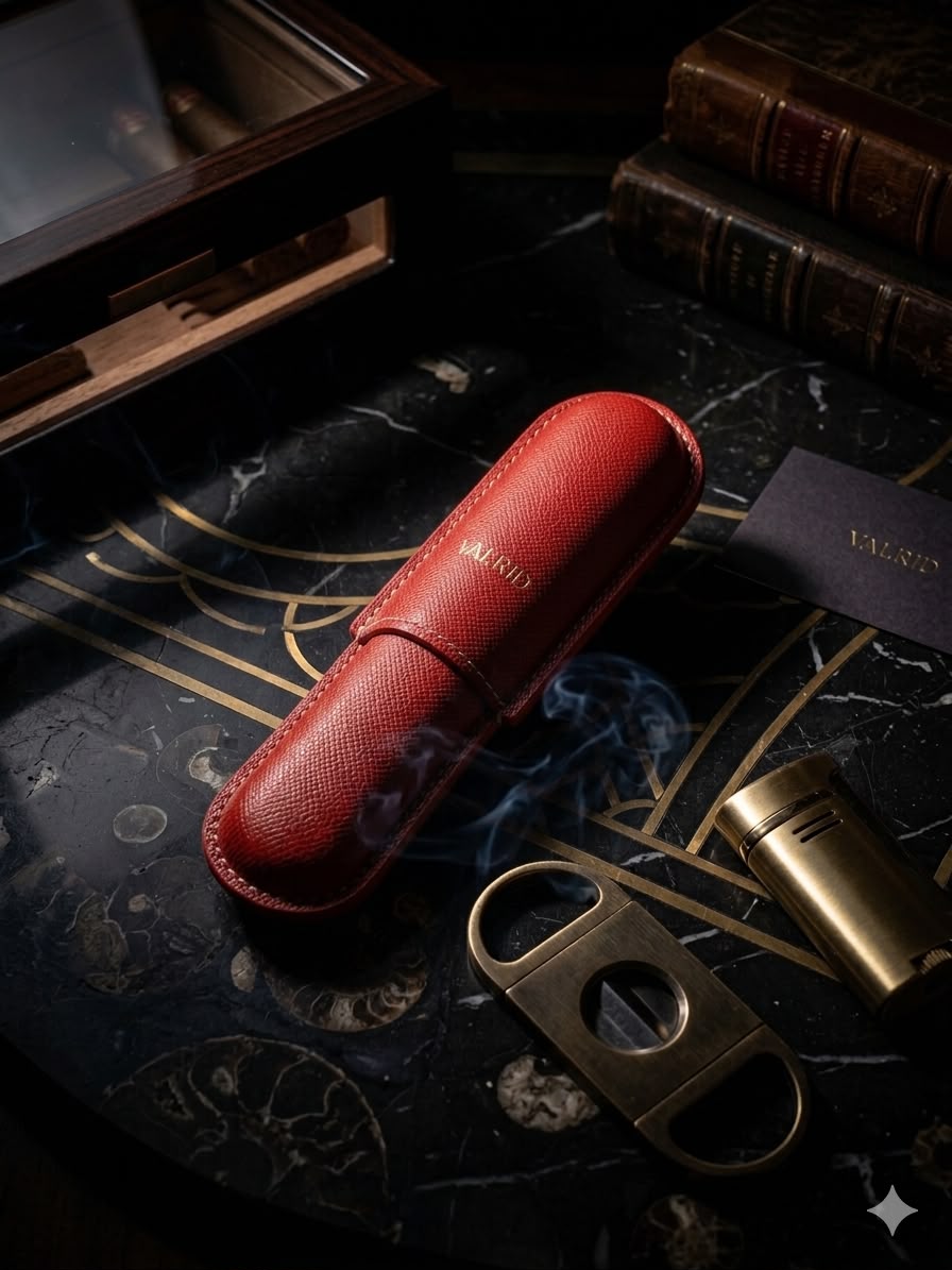 "Crimson" Cigar Case - 1 Cigar 52-56 Ring