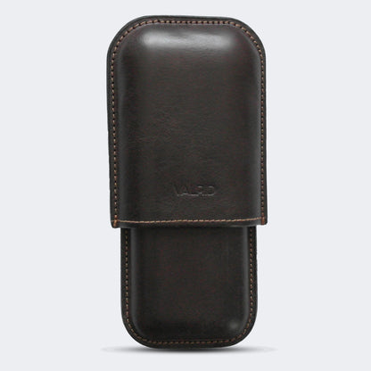 "The Classic" Dark Brown Cigar Case - 2 Cigar 52-56 Ring