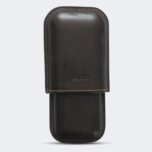 "The Classic" Dark Brown Cigar Case - 2 Cigar 52-56 Ring